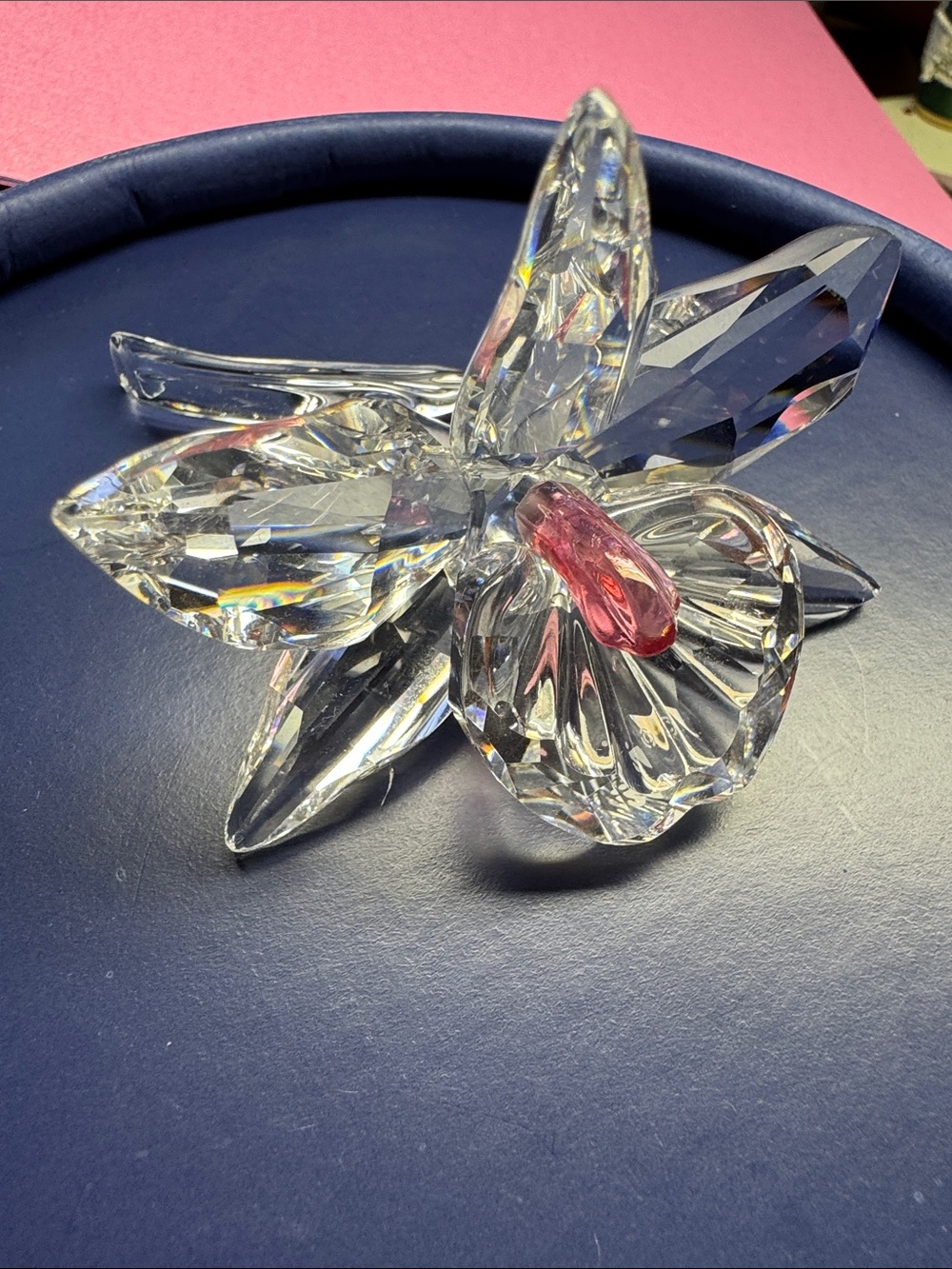 Swarovski Clear Crystal Orchid with Pink Center Accent